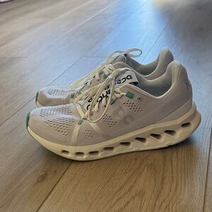 On Running Women's Cream and Green Sneakers